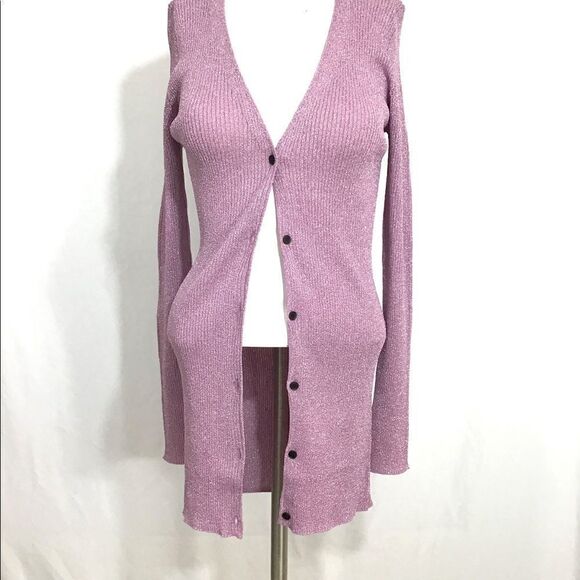 Opening Ceremony Purple Disco Rib Cardigan NWT Size M/L - Picture 2 of 7